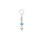 BELLASIX ® zipper pendant AR32 or handbag charm w. SWAROVSKI ® crystals in blue and crystal with shell pearls, total length approx. 4.5 cm