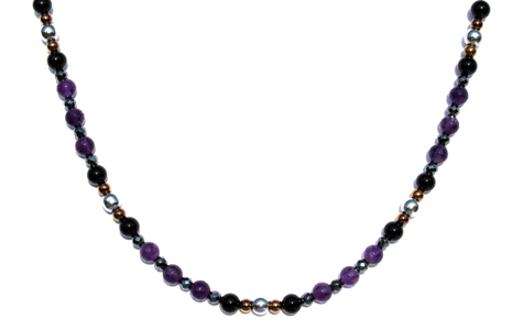 BELLASIX ® 1610-K necklace collier, 925 silver / lobster clasp, amethyst, onyx, hematine