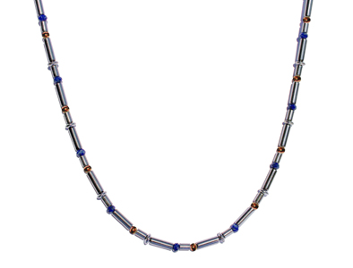BELLASIX ® 1616-K necklace collier, 925 silver / lobster clasp, lapis lazuli, hematine