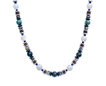 BELLASIX ® 1631-K necklace collier, 925 silver / lobster clasp, mountain crystal, lapis lazuli, labradorite, apatite, hematine