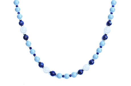 BELLASIX ® 1638-K necklace collier, 925 silver / lobster clasp, mountain crystal, lapis lazuli, aquamarine, hematine