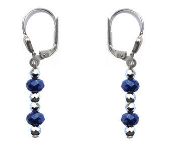 BELLASIX ® 1649-O earrings, 925 silver / lobster clasp, lapis lazuli, hematine