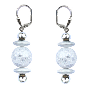 BELLASIX ® 16551-O earrings, 925 silver / lobster clasp, mountain crystal, hematine