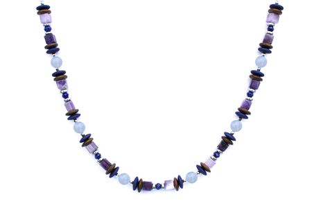 BELLASIX ® 1657-K necklace collier, 925 silver / lobster clasp, chalcedony, amethyst, lapis lazuli, hematine