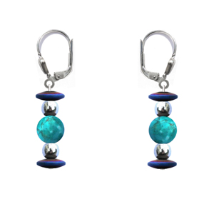 BELLASIX ® 16622-O earrings, 925 silver / lobster clasp, turquoise, hematine