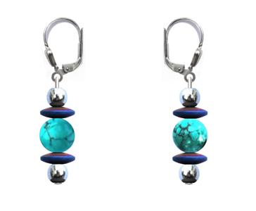 BELLASIX ® 16623-O earrings, 925 silver / lobster clasp, turquoise, hematine