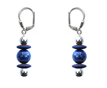 BELLASIX ® 1662-O earrings, 925 silver / lobster clasp, lapis lazuli, hematine