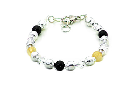 SWAROVSKI (R) crystals in combination with: BELLASIX (R) 1711-A bracelet citrine (yellow quartz) black onyx 925 silver clasp
