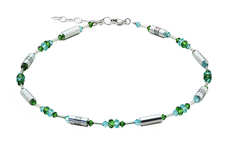 SWAROVSKI (R) Kristalle in Kombination mit: BELLASIX (R) 1712-K Halskette blau grün 925 Silber/Verschluss