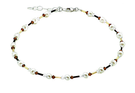 SWAROVSKI (R) crystals in combination with: BELLASIX (R) 1713-K necklace brown black gold-coloured mussel-stone-pearl 925 silver clasp
