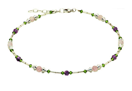 SWAROVSKI (R) crystals in combination with: BELLASIX (R) 1714-K necklace amethyst, rose quartz 925 silver clasp