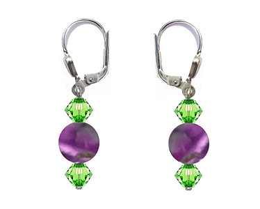 SWAROVSKI (R) crystals in combination with: BELLASIX (R) 1714-O earrings amethyst 925 silver clasp