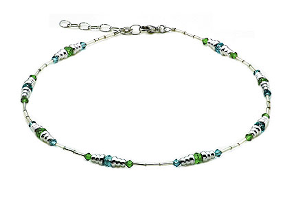 SWAROVSKI (R) Kristalle in Kombination mit: BELLASIX (R) 1718-K Halskette blau grün 925 Silber/Verschluss
