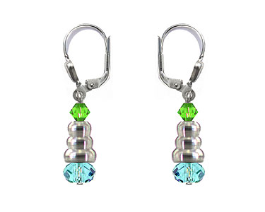 SWAROVSKI (R) crystals in combination with: BELLASIX (R) 1718-O1 earrings blue green 925 silver clasp