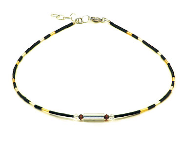 SWAROVSKI (R) Kristalle in Kombination mit: BELLASIX (R) 1723-K Halskette Bicolor braun schwarz gold-farben 925 Silber/Verschluss
