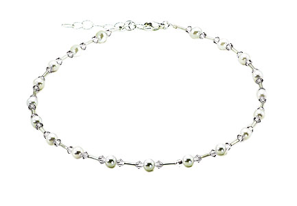 SWAROVSKI (R) Kristalle in Kombination mit: BELLASIX (R) 1727-K Halskette Hochzeitsschmuck Brautschmuck Muschelkern-Perle 925 Silber/Verschluss