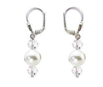 SWAROVSKI (R) crystals in combination with: BELLASIX (R) 1727-O earrings wedding jewellery mussel-stone-pearl 925 silver clasp