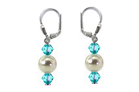 SWAROVSKI (R) crystals in combination with: BELLASIX (R) 1728-O earrings wedding jewellery mussel-stone-pearl 925 silver clasp
