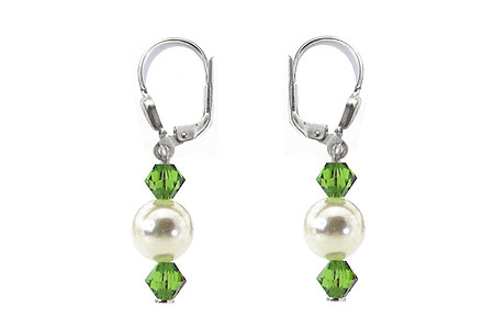 SWAROVSKI (R) crystals in combination with: BELLASIX (R) 1730-O earrings wedding jewellery mussel-stone-pearl 925 silver clasp