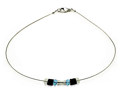SWAROVSKI (R) crystals in combination with: BELLASIX (R) 1732-K necklace 925 silver clasp blue wedding jewellery collier