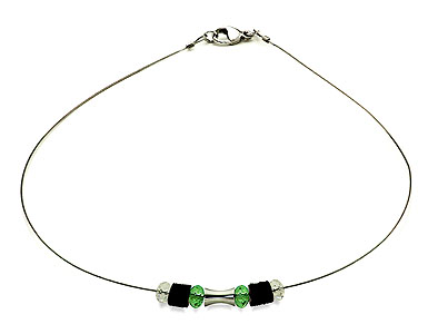 SWAROVSKI (R) crystals in combination with: BELLASIX (R) 1734-K necklace 925 silver clasp green wedding jewellery collier