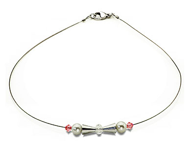 SWAROVSKI (R) Kristalle in Kombination mit: BELLASIX (R) 1739-K Halskette rose rosa 925 Silber/Verschluss Muschelkern-Perle Brautschmuck