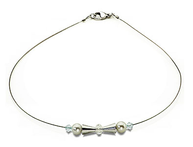 SWAROVSKI (R) Kristalle in Kombination mit: BELLASIX (R) 1741-K Halskette 925 Silber/Verschluss Hochzeitsschmuck Muschelkern-Perle