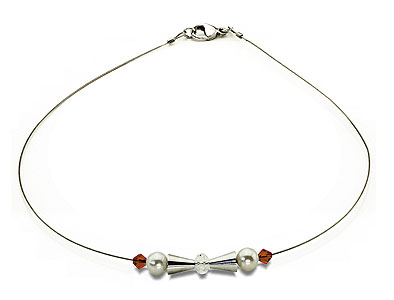 SWAROVSKI (R) Kristalle in Kombination mit: BELLASIX (R) 1742-K Halskette braun 925 Silber/Verschluss Hochzeitsschmuck Muschelkern-Perle