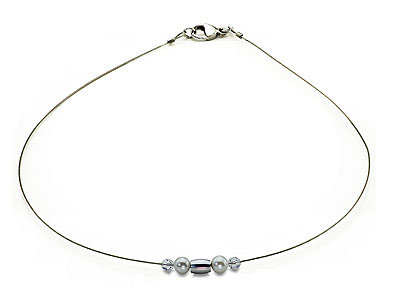 SWAROVSKI (R) Kristalle in Kombination mit: BELLASIX (R) 1748-K Halskette 925 Silber/Verschluss Muschelkern-Perle Brautschmuck
