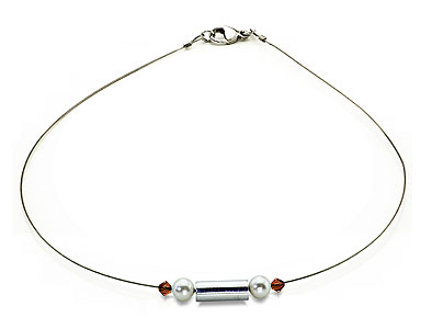 SWAROVSKI (R) Kristalle in Kombination mit: BELLASIX (R) 1753-K Halskette braun Muschelkern-Perle Brautschmuck 925 Silber/Verschluss