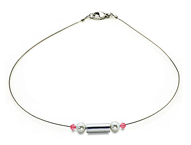 SWAROVSKI (R) crystals in combination with: BELLASIX (R) 1756-K necklace rose mussel-stone-pearl wedding jewellery 925 silver clasp