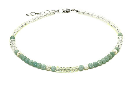 SWAROVSKI (R) crystals in combination with: BELLASIX (R) 1758-K necklace aquamarine (ligtht-blue) mussel-stone-pearl 925 silver clasp