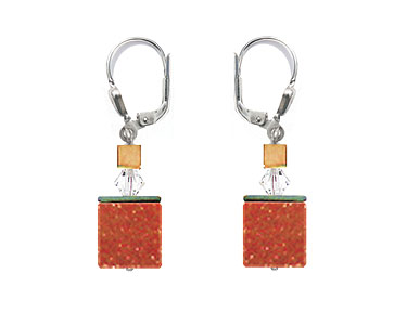SWAROVSKI (R) crystals in combination with: BELLASIX (R) 1763-O1 earrings cube in goldstone 925 silver clasp