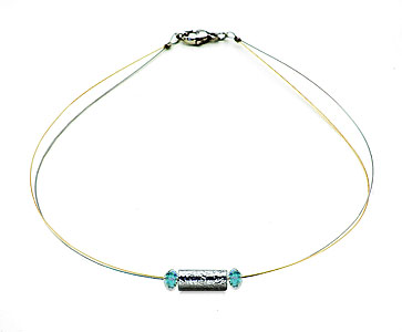 SWAROVSKI (R) Kristalle in Kombination mit: BELLASIX (R) 1766-K Halskette blau Handgravur-Arbeiten 925 Silber/Verschluss Manufakturarbeit