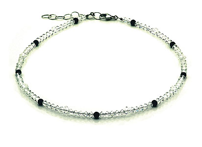 SWAROVSKI (R) Kristalle in Kombination mit: BELLASIX (R) 1769-K schwarzer Onyx Halskette 925 Silber/Verschluss Hochzeitsschmuck Brautschmuck Manufakturarbeit