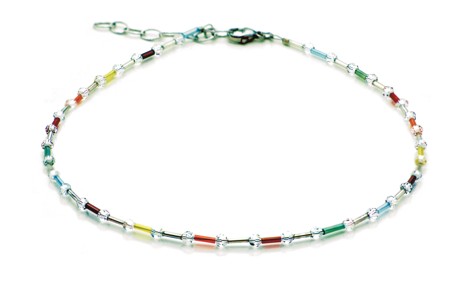 SWAROVSKI (R) Kristalle in Kombination mit: BELLASIX (R) 1770-K Halskette braun gelb orange pink grün blau 925 Silber/Verschluss