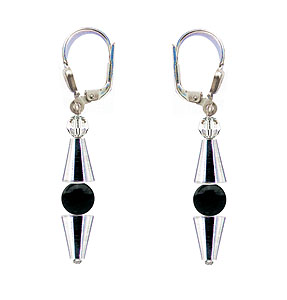 SWAROVSKI (R) crystals in combination with: BELLASIX (R) 1780-O2 earrings onyx 925 silver clasp
