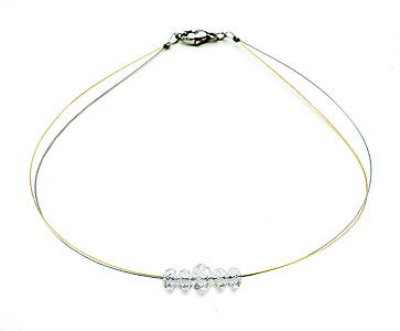 SWAROVSKI (R) crystals in combination with: BELLASIX (R) 1782-K necklace - bicolor 24-carat gold-plated (yellow-gold) - 925 silver clasp wedding jewellery collier