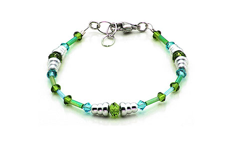 SWAROVSKI (R) crystals in combination with: BELLASIX (R) 1795-A bracelet green blue 925 silver clasp