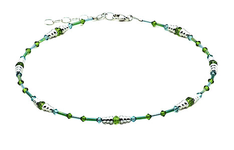 SWAROVSKI (R) Kristalle in Kombination mit: BELLASIX (R) 1795-K Halskette grün blau 925 Silber/Verschluss