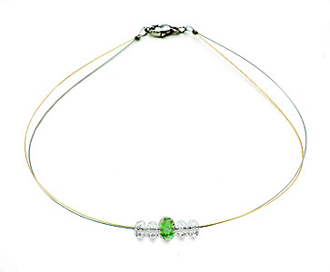 SWAROVSKI (R) crystals in combination with: BELLASIX (R) 1801-K necklace green - bicolor 24-carat gold-plated (yellow-gold) - 925 silver clasp wedding jewellery collier