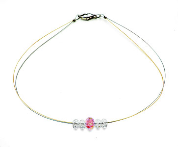 SWAROVSKI (R) crystals in combination with: BELLASIX (R) 1802-K necklace rose / rose - bicolor 24-carat gold-plated (yellow-gold) - 925 silver clasp wedding jewellery collier