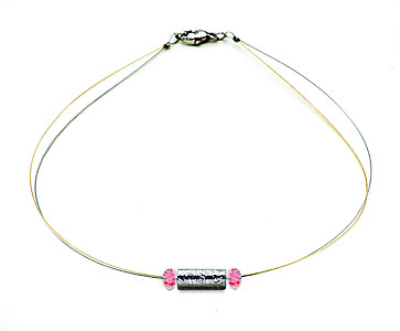 SWAROVSKI (R) Kristalle in Kombination mit: BELLASIX (R) 1804-K Halskette rose rosa Handgravur-Arbeiten 925 Silber/Verschluss Manufakturarbeit