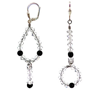 SWAROVSKI (R) crystals in combination with: BELLASIX (R) 1805-O earrings onyx 925 silver clasp wedding jewellery