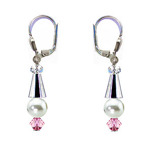 SWAROVSKI (R) crystals in combination with: BELLASIX (R) 1808-O1 earrings rose rose 925 silver clasp mussel-stone-pearl wedding jewellery