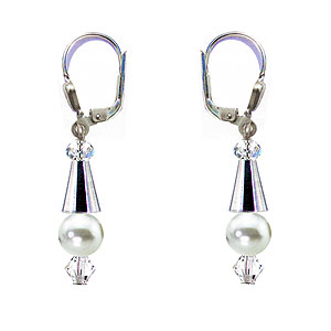 SWAROVSKI (R) Kristalle in Kombination mit: BELLASIX (R) 1808-O2 Ohrringe 925 Silber/Verschluss Hochzeitsschmuck Muschelkern-Perle
