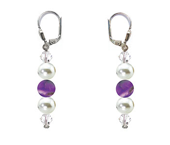 SWAROVSKI (R) crystals in combination with: BELLASIX (R) 1809-O4 earrings amethyst (purple-coloured) mussel-stone-pearl 925 silver clasp
