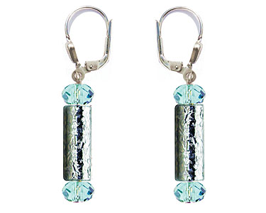 SWAROVSKI (R) crystals in combination with: BELLASIX (R) 1810-O earrings blue hand-engraved manufactured handwork 925 silver clasp manufactured handwork