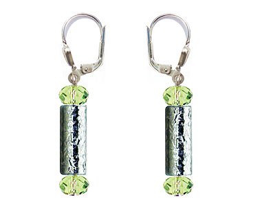 SWAROVSKI (R) crystals in combination with: BELLASIX (R) 1811-O earrings green hand-engraved manufactured handwork 925 silver clasp manufactured handwork
