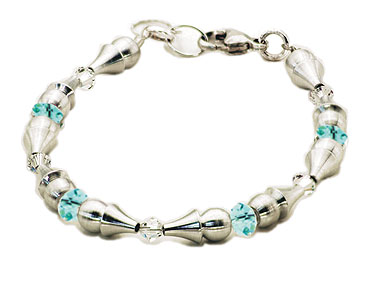 SWAROVSKI (R) Kristalle in Kombination mit: BELLASIX (R) 1817-A Armband blau 925 Silber/Verschluss Hochzeitsschmuck Brautschmuck Manufakturarbeit